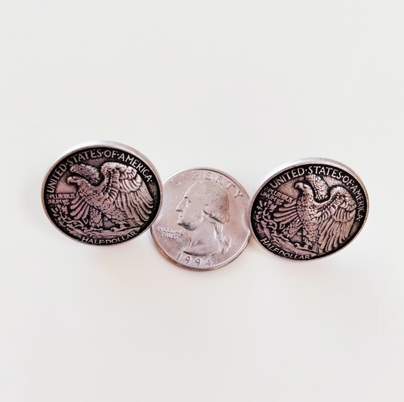 Upcycled US half-dollar coin earrings - Picture 3 of 3